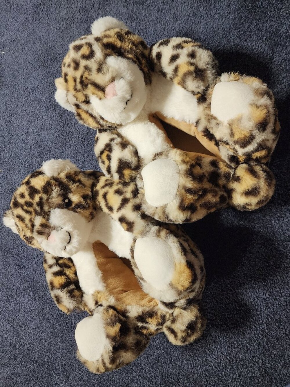 Slippers Plush 3D Cheetah Animal Faux Fur House Shoes Size FIT 7-8